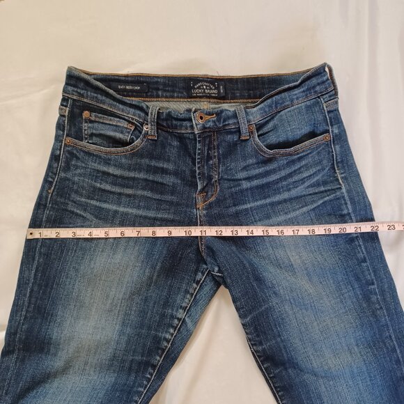 Lucky Brand Cropped Jeans Easy Rider Cop Midrise Dark Wash Stretch Size 30 - Picture 14 of 14
